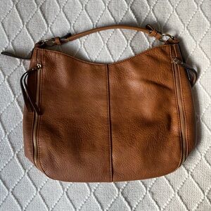 Brown Vegan Leather Shoulder Bag